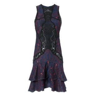 Jonathan Simkhai Black and Blue Lace Mini Dress